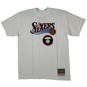 AAPE BAPE Philadelphia 76ers Mitchell & Ness Medium Shirt‎ A Bathing Ape NWT